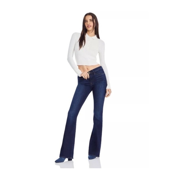 Frame Denim Denim - Frame Le Pixie Le High Flare dark medium blue jeans Fonda high rise bell bottoms